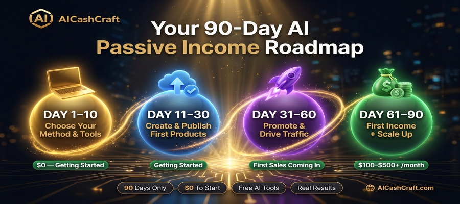AI passive income 90 day roadmap for beginners step by step