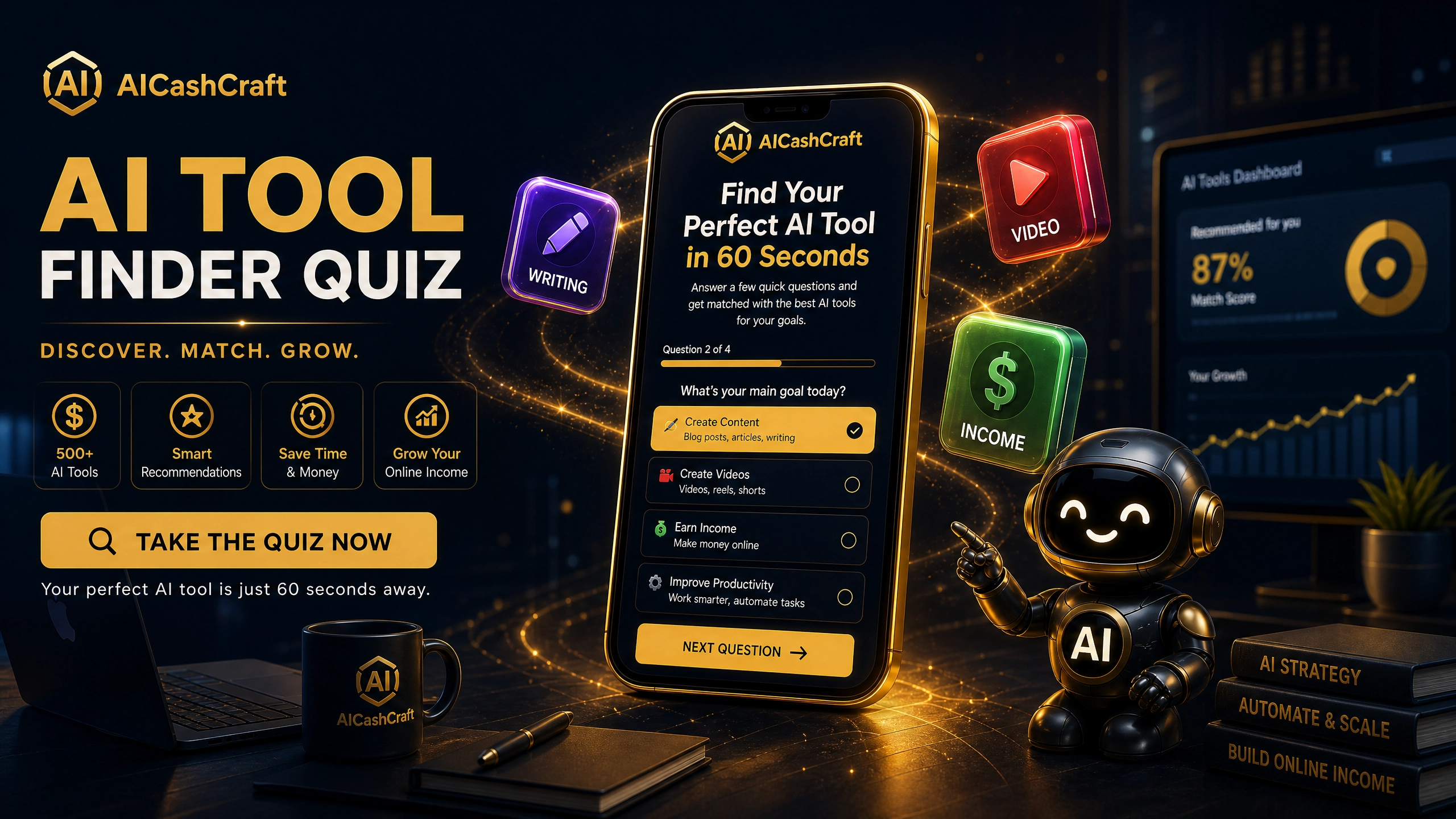 free AI tool finder quiz AICashCraft