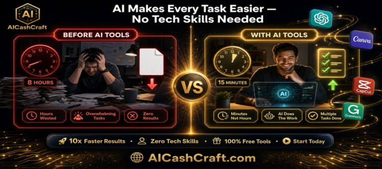 AI tools for beginners before and after no tech skills needed