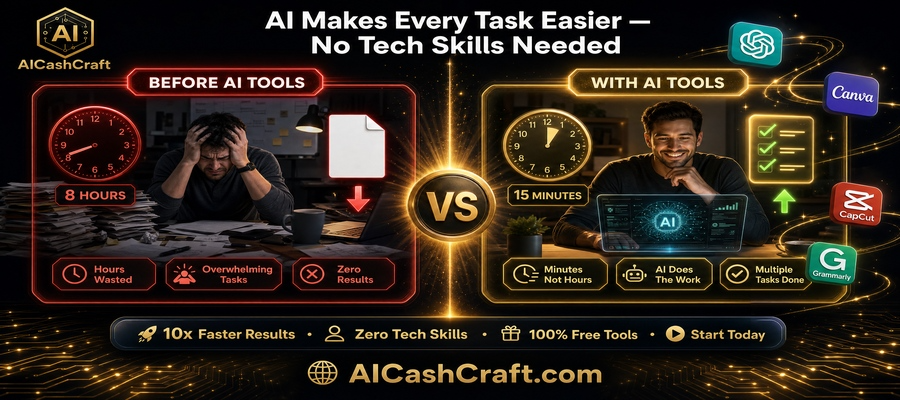 AI tools for beginners before and after no tech skills needed