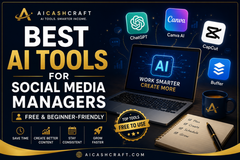 best AI tools for social media managers using ChatGPT Canva AI CapCut and Buffer by AICashCraft
