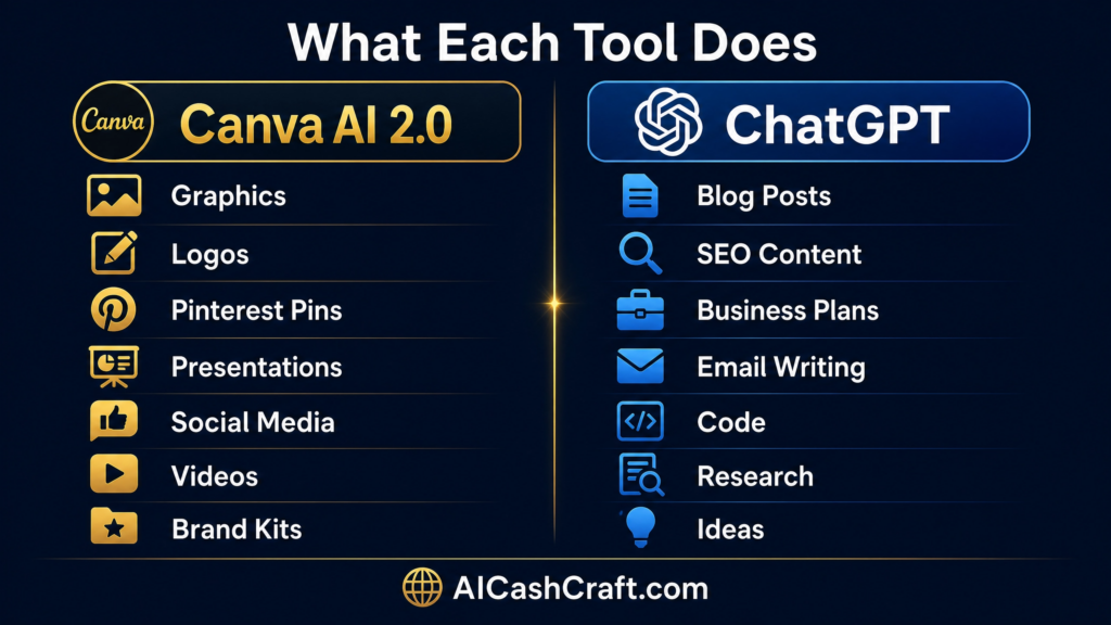 What Canva AI does vs what ChatGPT does — 2026 beginner guide