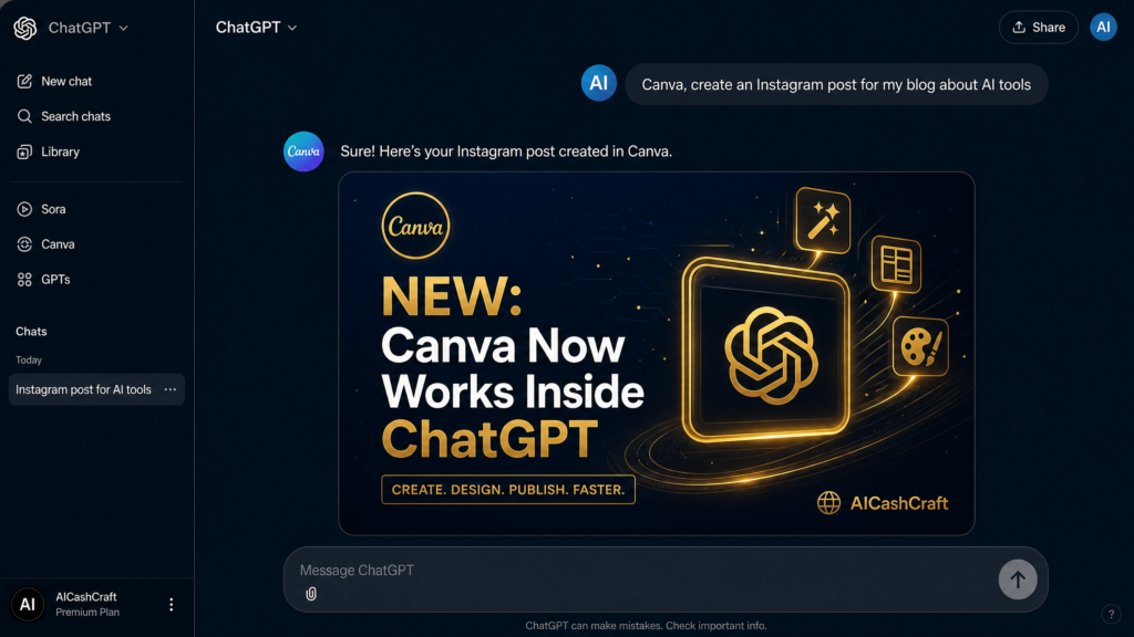 Canva AI inside ChatGPT — new 2026 integration for beginners