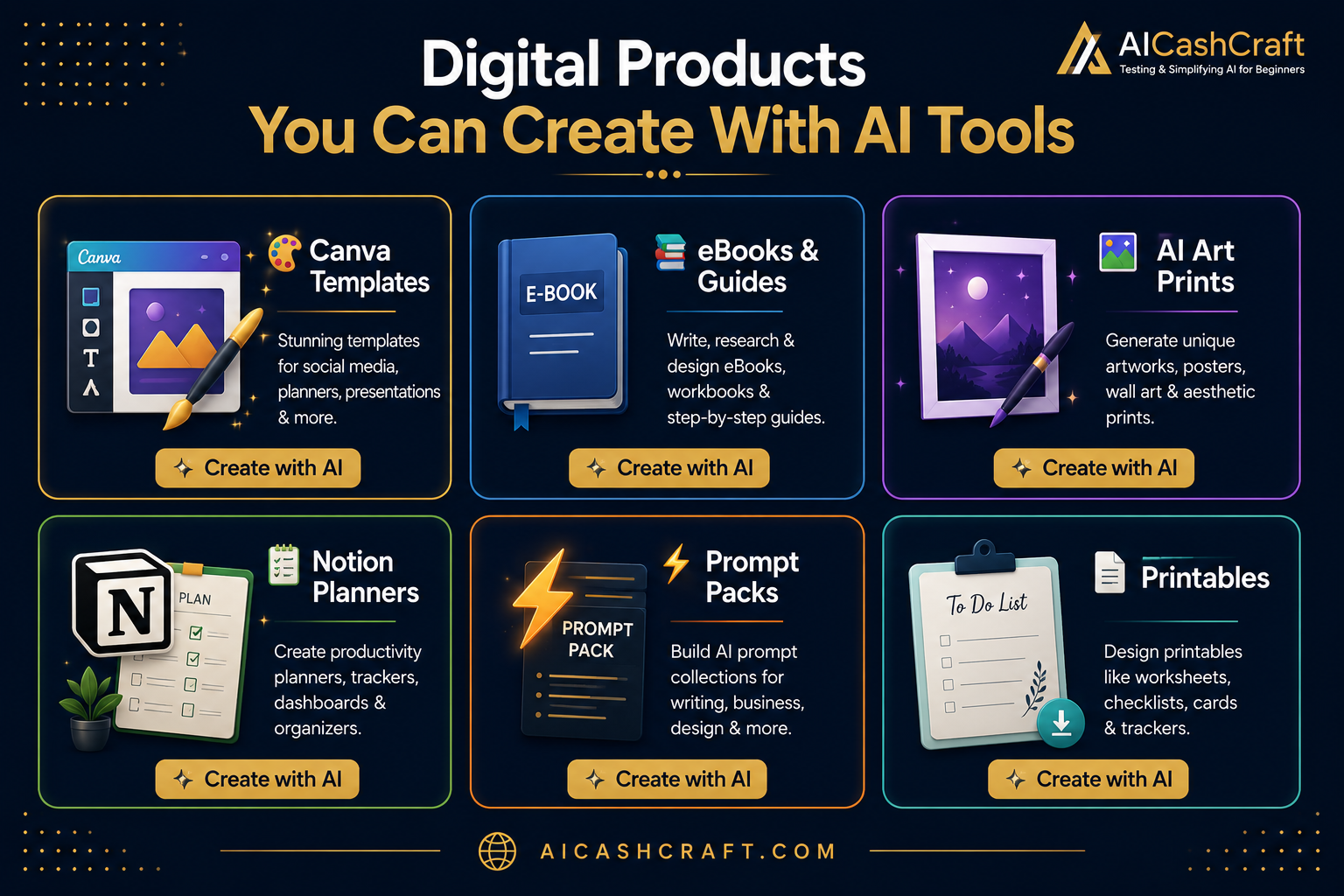 types of digital products to sell online with AI tools beginner guide