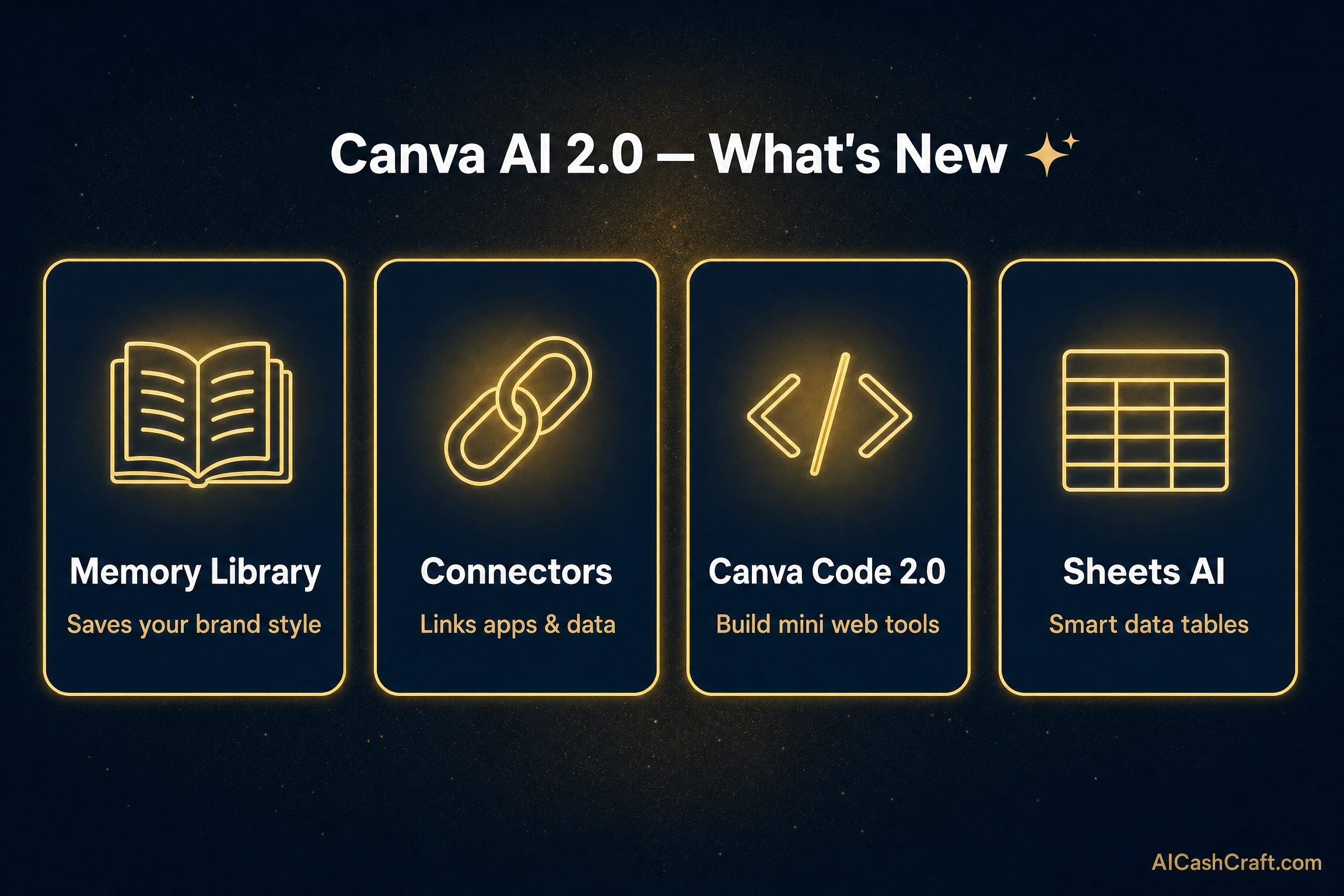 Canva AI 2.0 new features overview Memory Library Connectors beginners