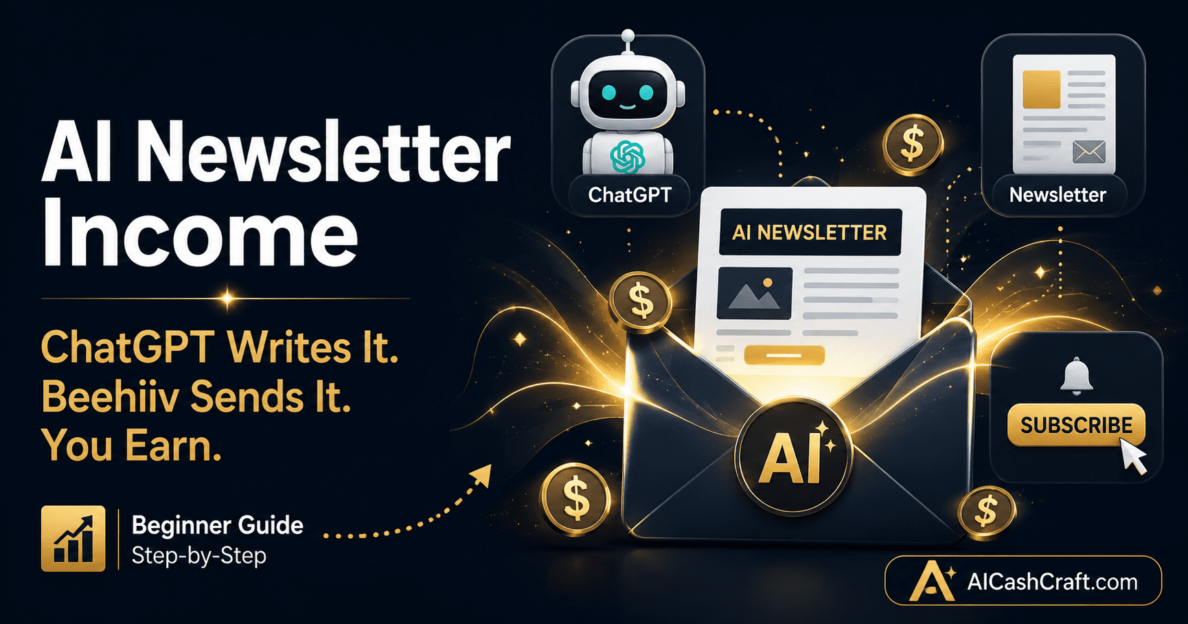 AI Newsletter Income — Easy Beginner Guide to Make Money With ChatGPT + Beehiiv