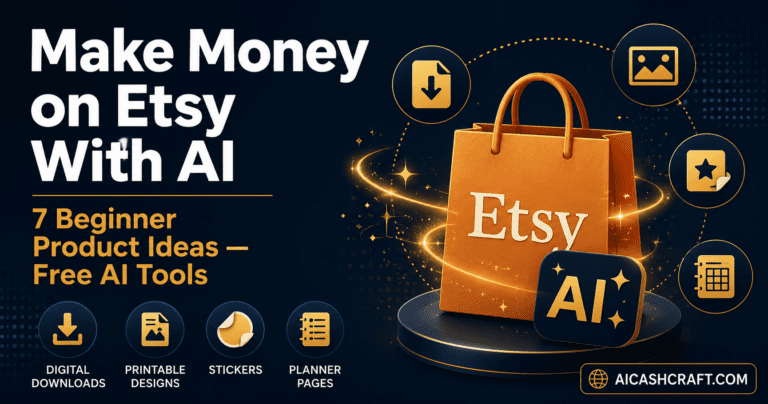 make money on Etsy with AI beginner guide free tools AICashCraft