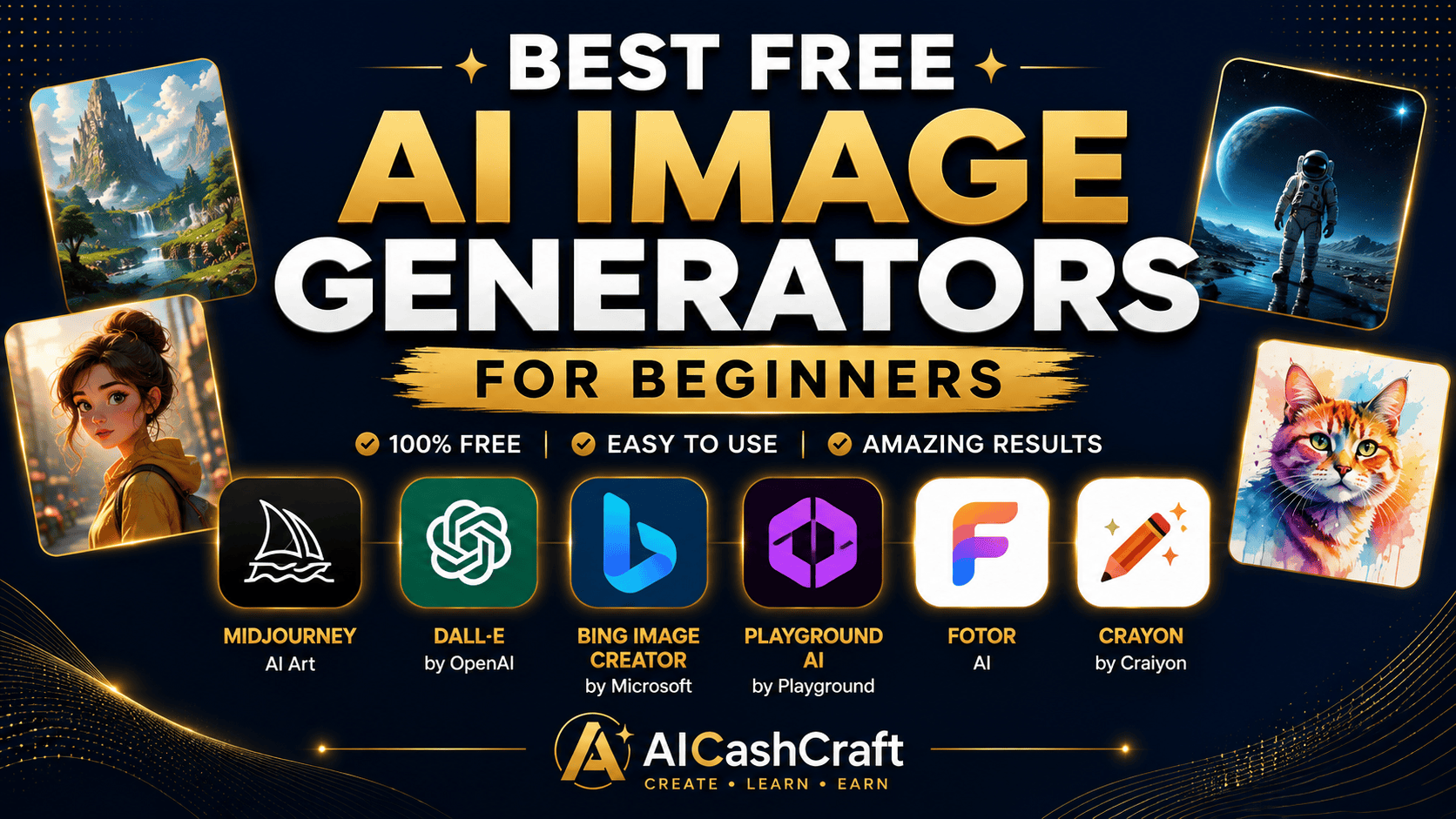 best free AI image generators for beginners AICashCraft