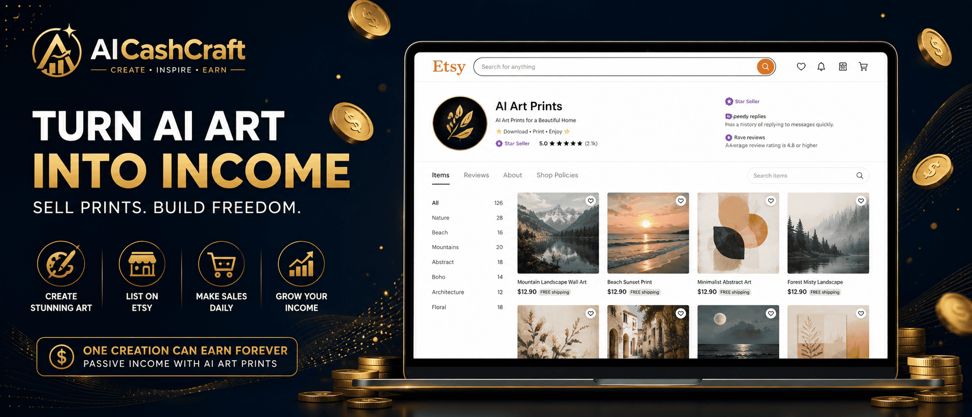 beginner selling AI art online step by step AICashCraft